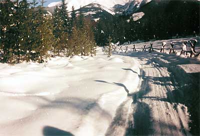 Front Road in snow - this is taken when we're teenagers.  You can tell since there's snowmobile tracks, which we didn't have until we were in high school