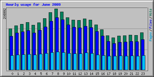 Hourly usage for June 2009