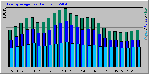 Hourly usage for February 2010